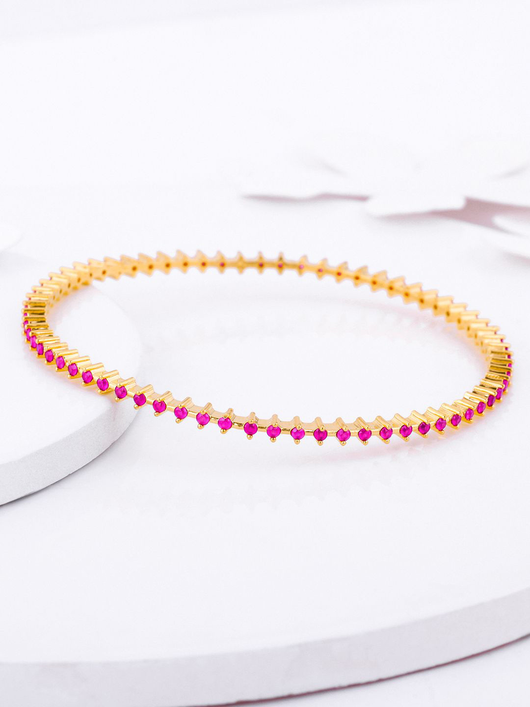 

GIVA 925 Sterling Silver Gold-Plated Stone Studded Bangle