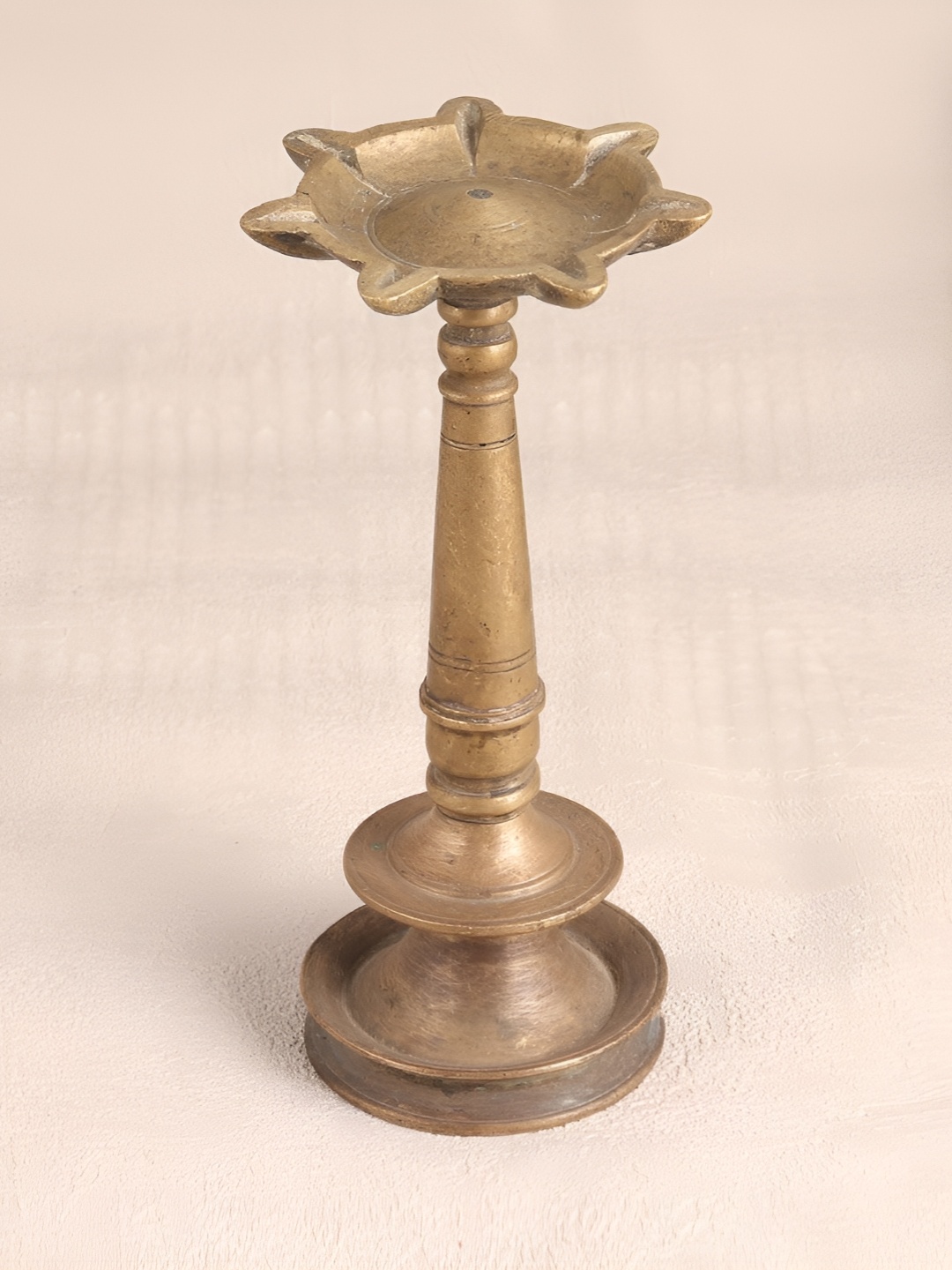 

Indianshelf Gold-Toned Textured Brass Diya Pooja Essentials