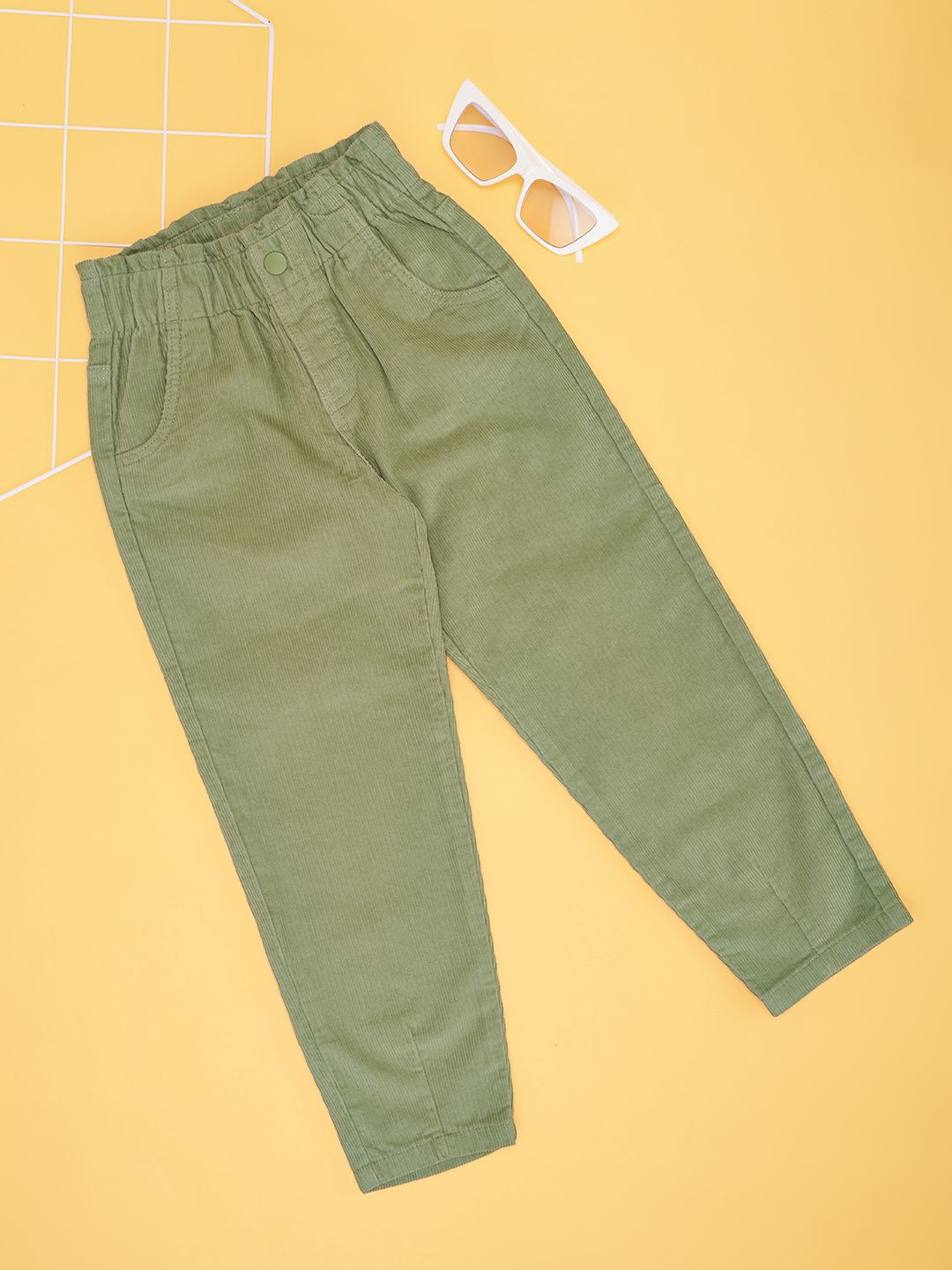

Pantaloons Junior Girls Solid Trousers, Olive