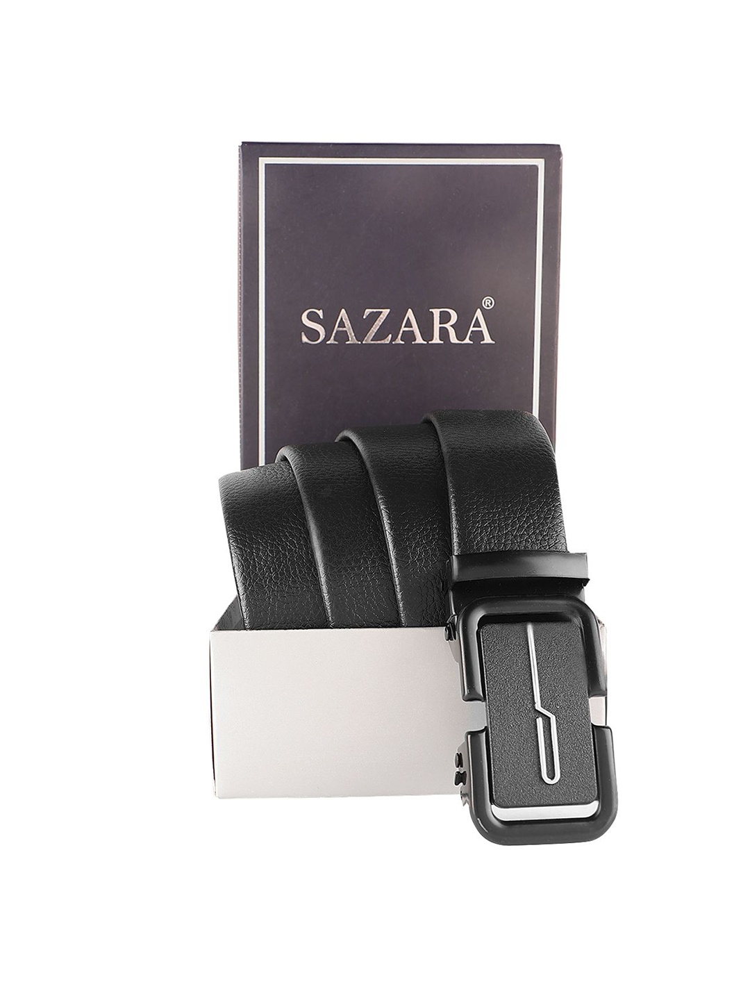 

SAZARA Men Leather Belt, Black