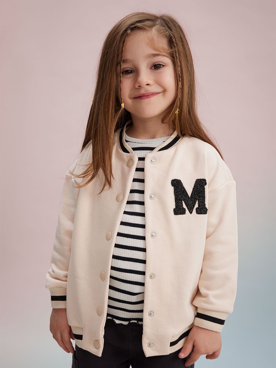 

DeFacto Girls Graphic Printed Jacket, Peach