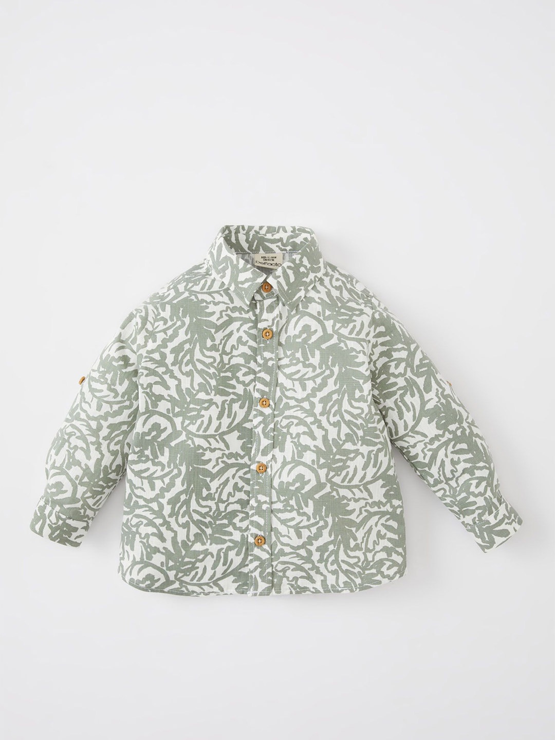 

DeFacto Boys Spread Collar Floral Printed Cotton Casual Shirt, Green