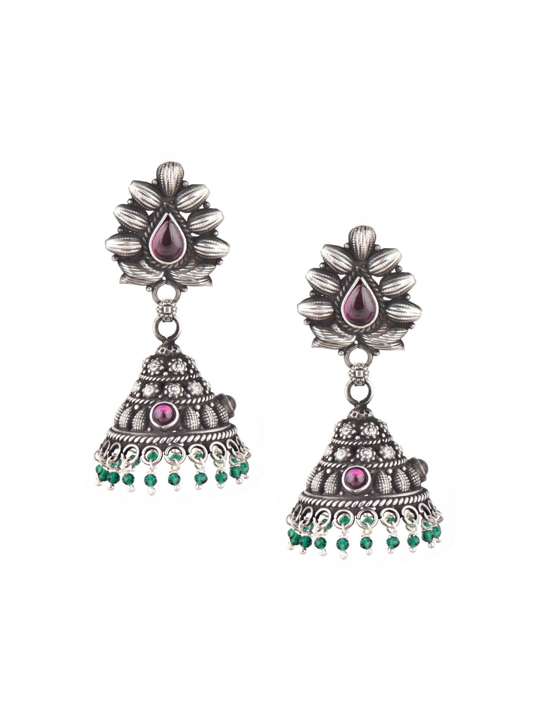 

Indianshelf 92.5 Sterling Silver Dome Shaped Jhumkas
