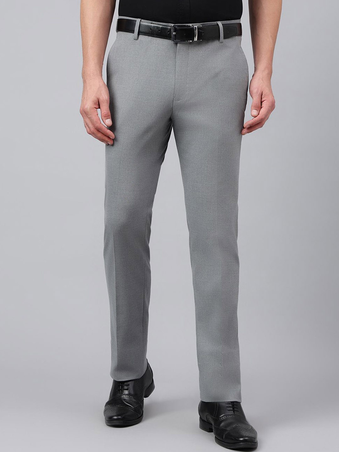 

Richlook Men Smart Regular Fit Trousers, Grey