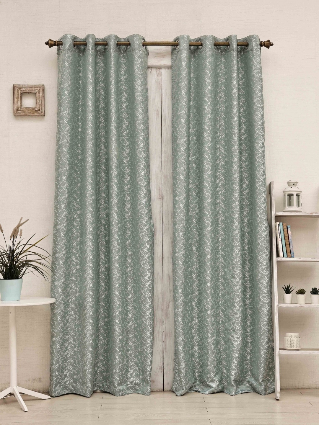 

Ariana Blue & White Room Darkening Door Curtain