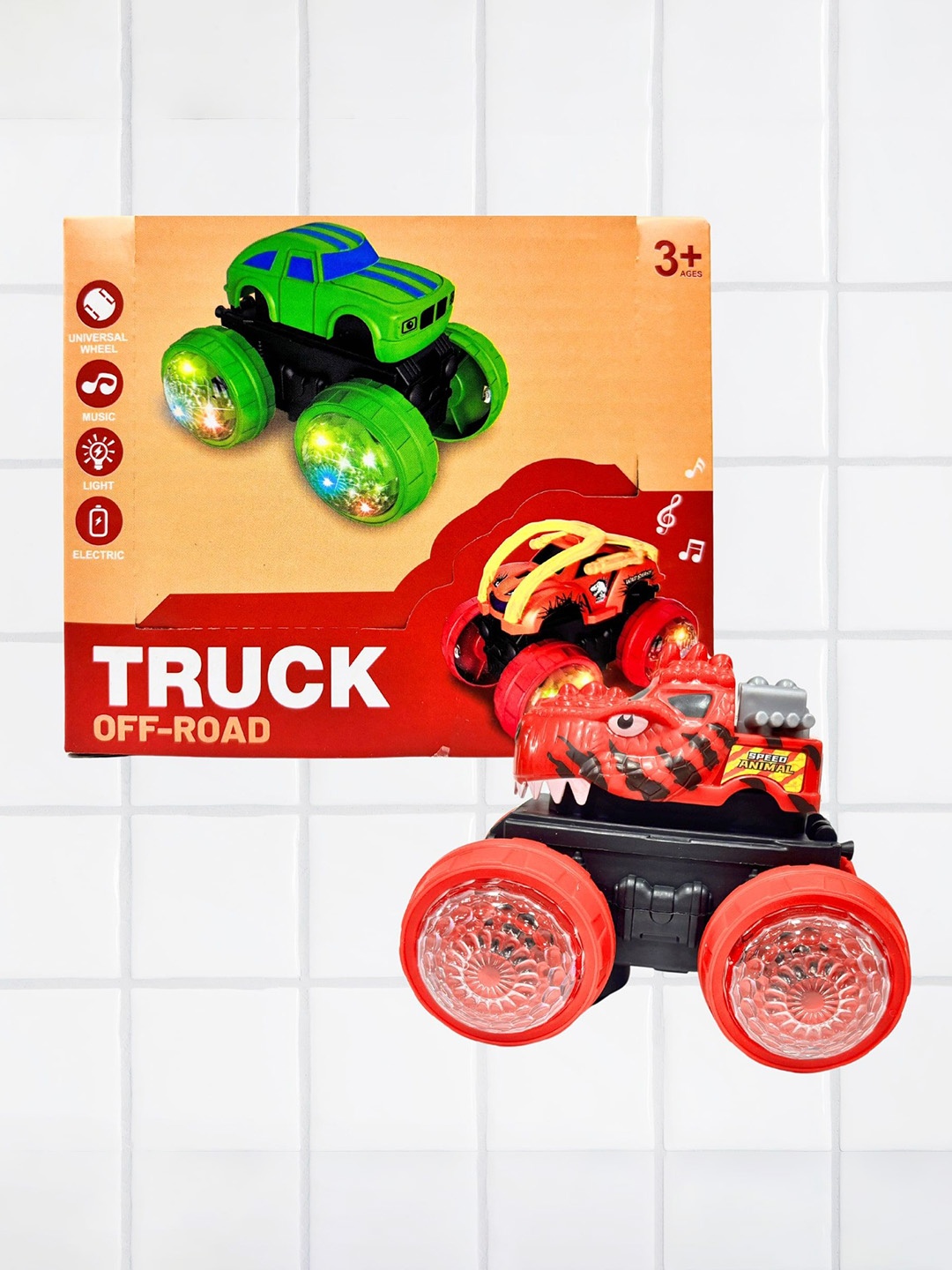 

PLANET of Toys Musical Dinosaur Truck Toy Vehicles, Red