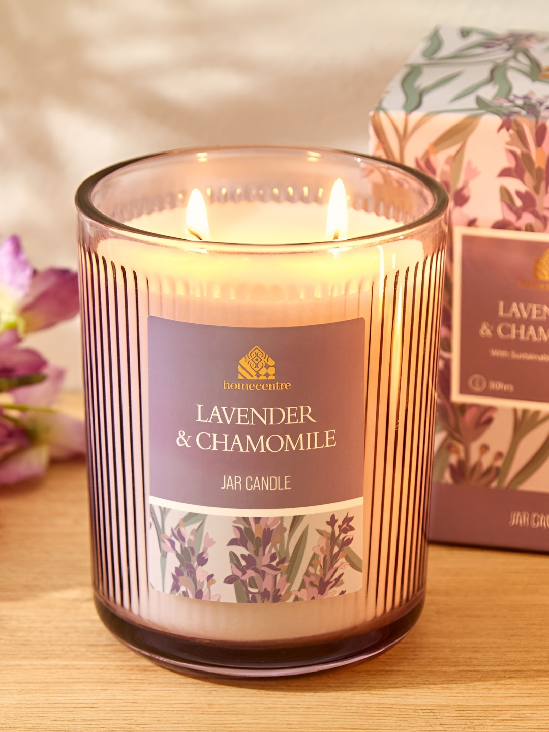 

Home Centre Utopia Purple Printed Lavender and Chamomile Scented Jar Candle