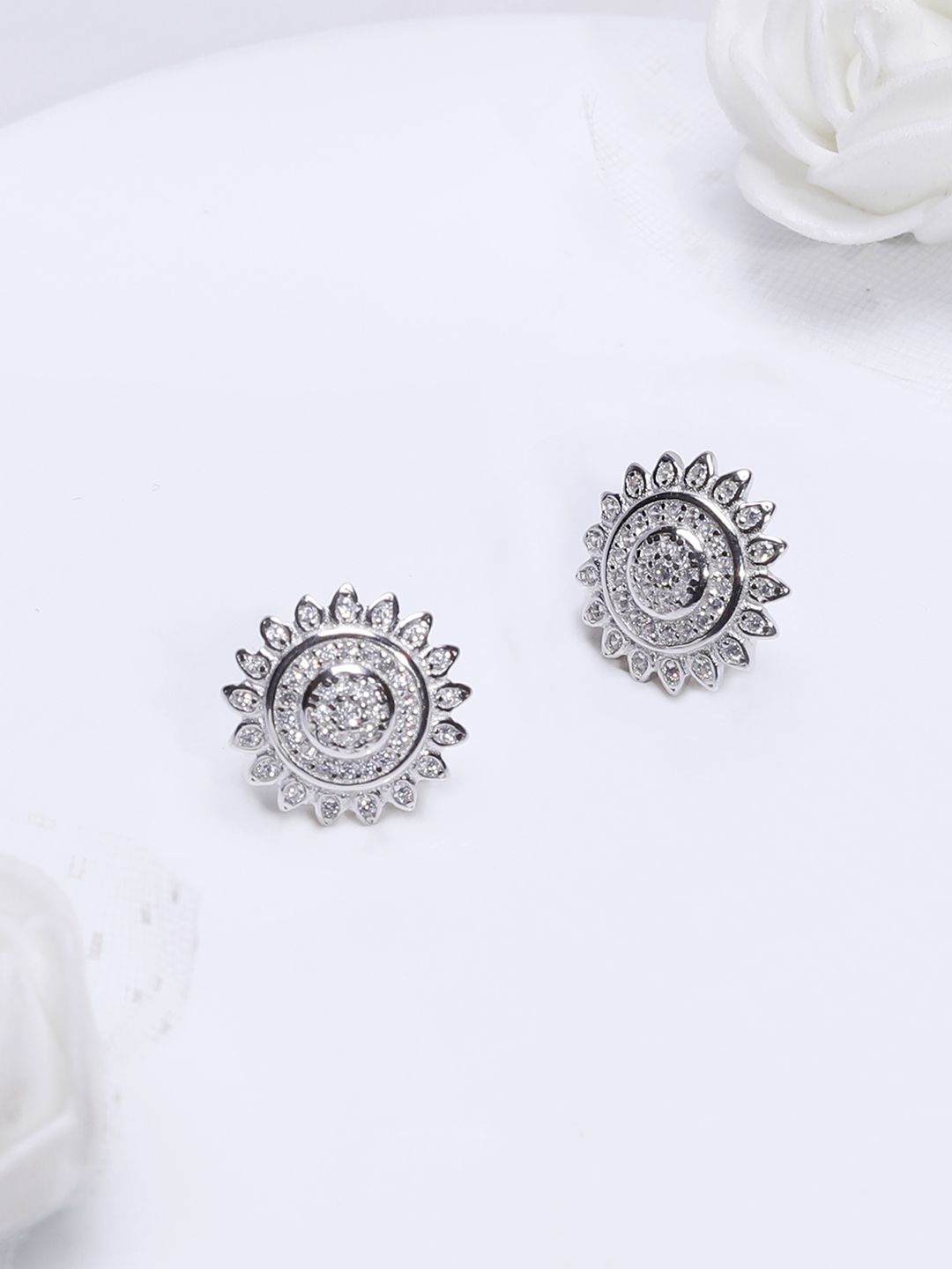

GIVA 925 Sterling Silver Zircon Studded Mandala Circular Studs