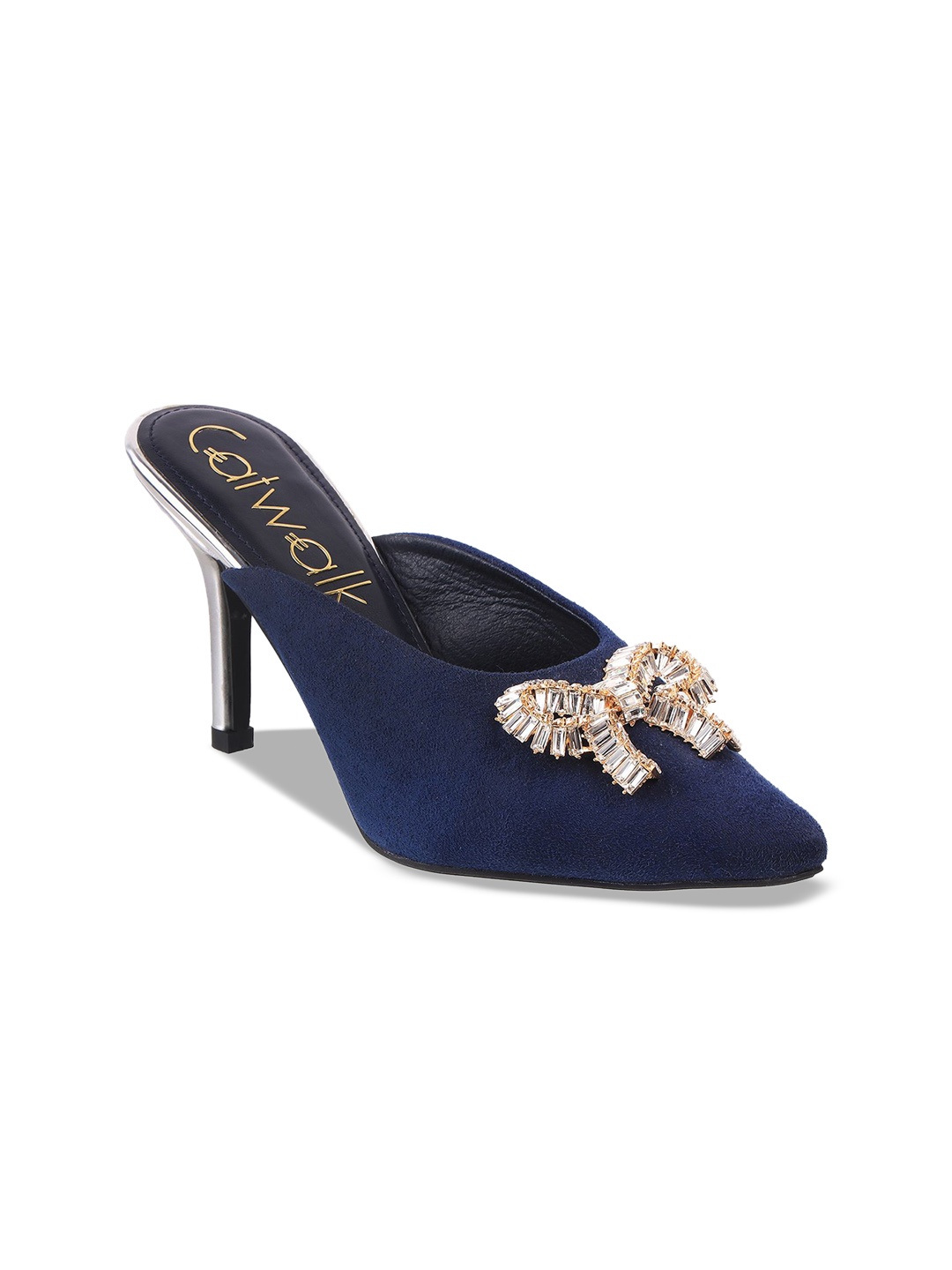 

Catwalk Womens Embellished Suede Stiletto Mules, Blue