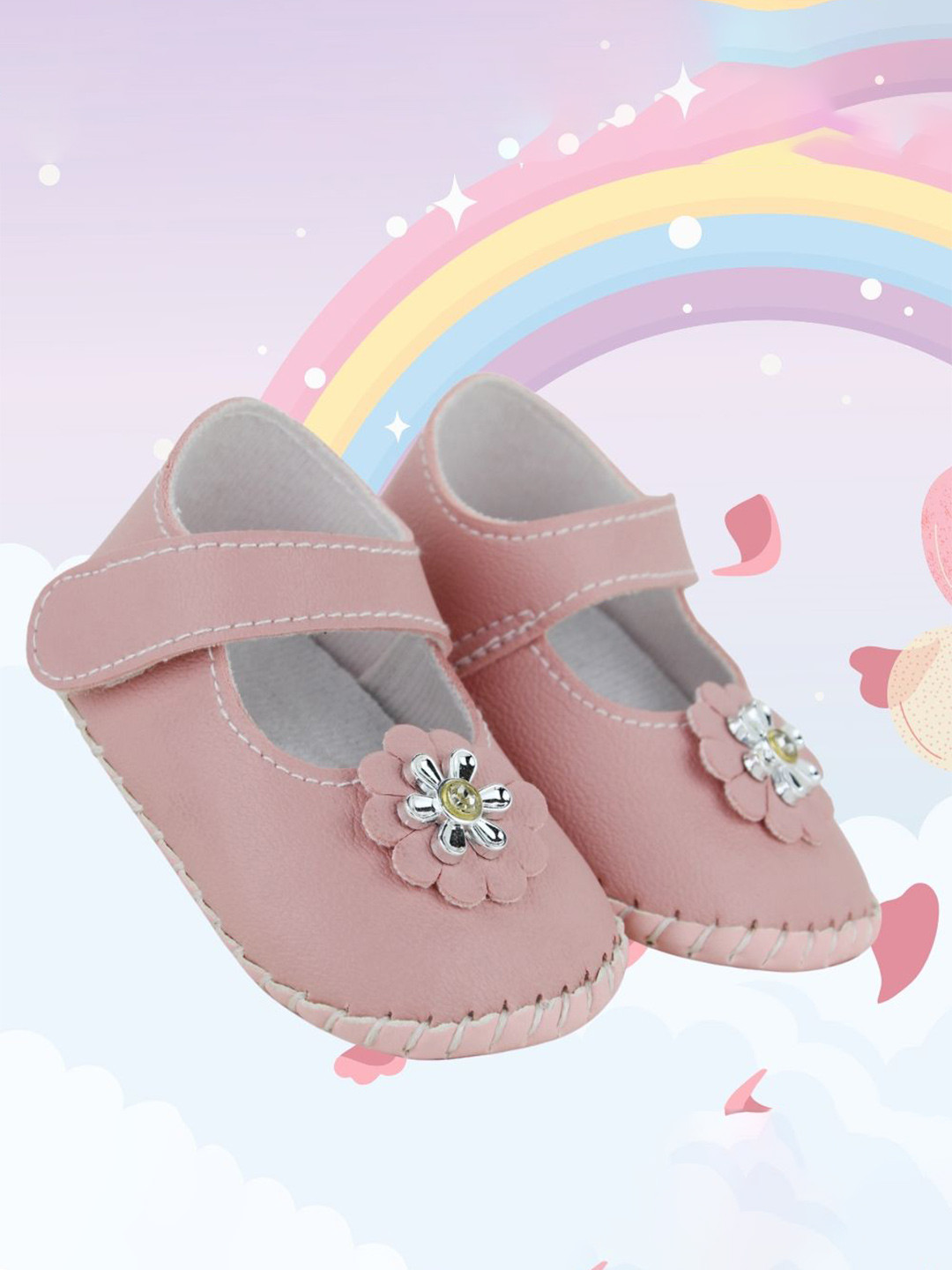 

NESKA MODA Girls Floral Design Booties, Pink