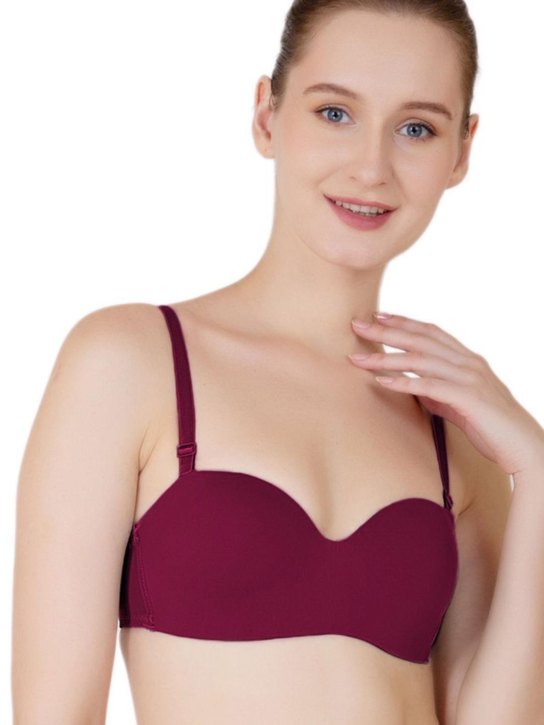 

Luella Medium Coverage Underwired Lightly Padded Push Up Bra, Burgundy