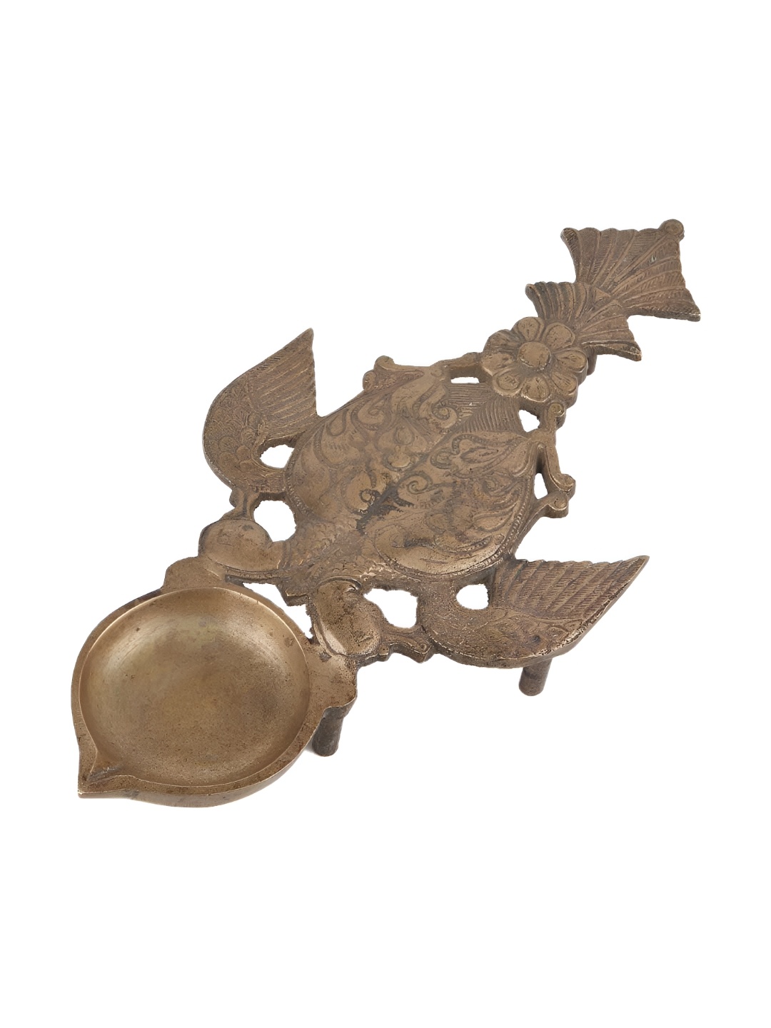 

Indianshelf Gold-Toned Textured Brass Diya Pooja Essentials