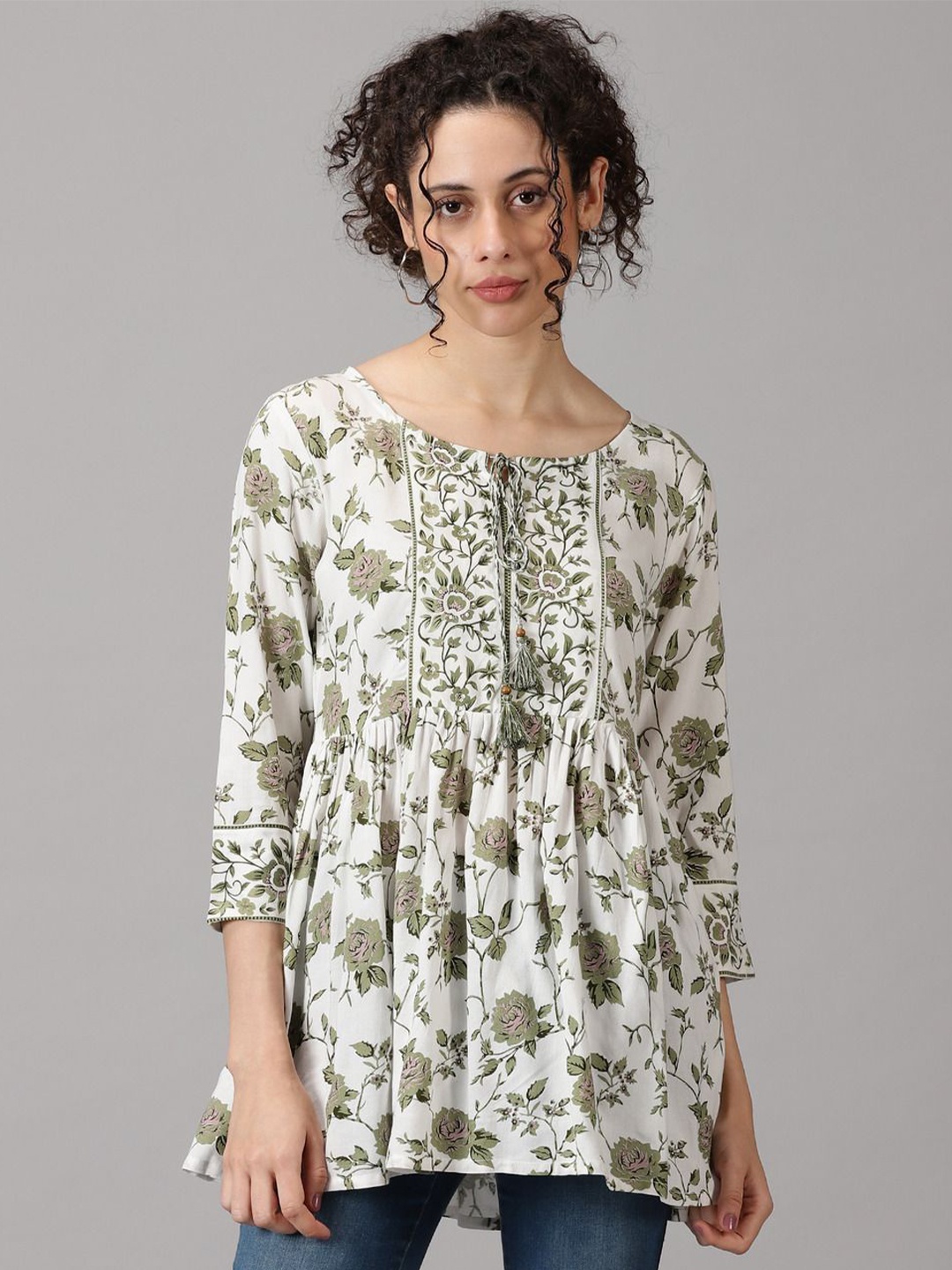 

Anouk Floral Printed Tunic, Green