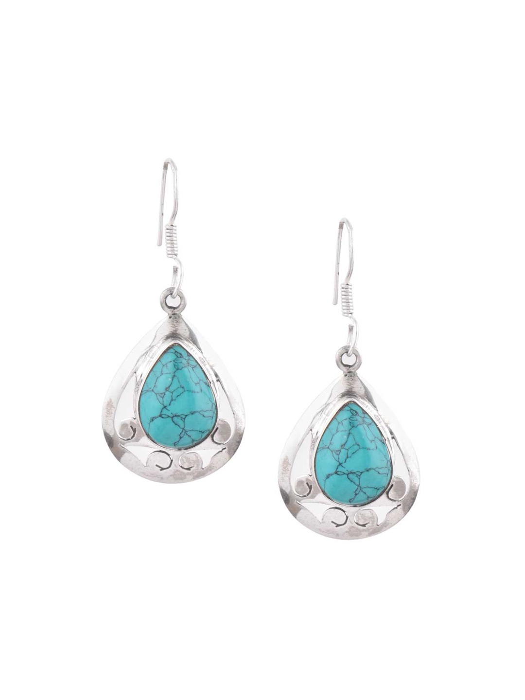 

Indianshelf 92.5 Sterling Silver Contemporary Stone Studded Drop Earrings