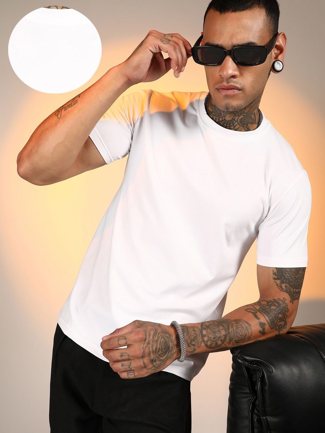 

Campus Sutra Men Solid Round Neck Cotton T-shirt, White