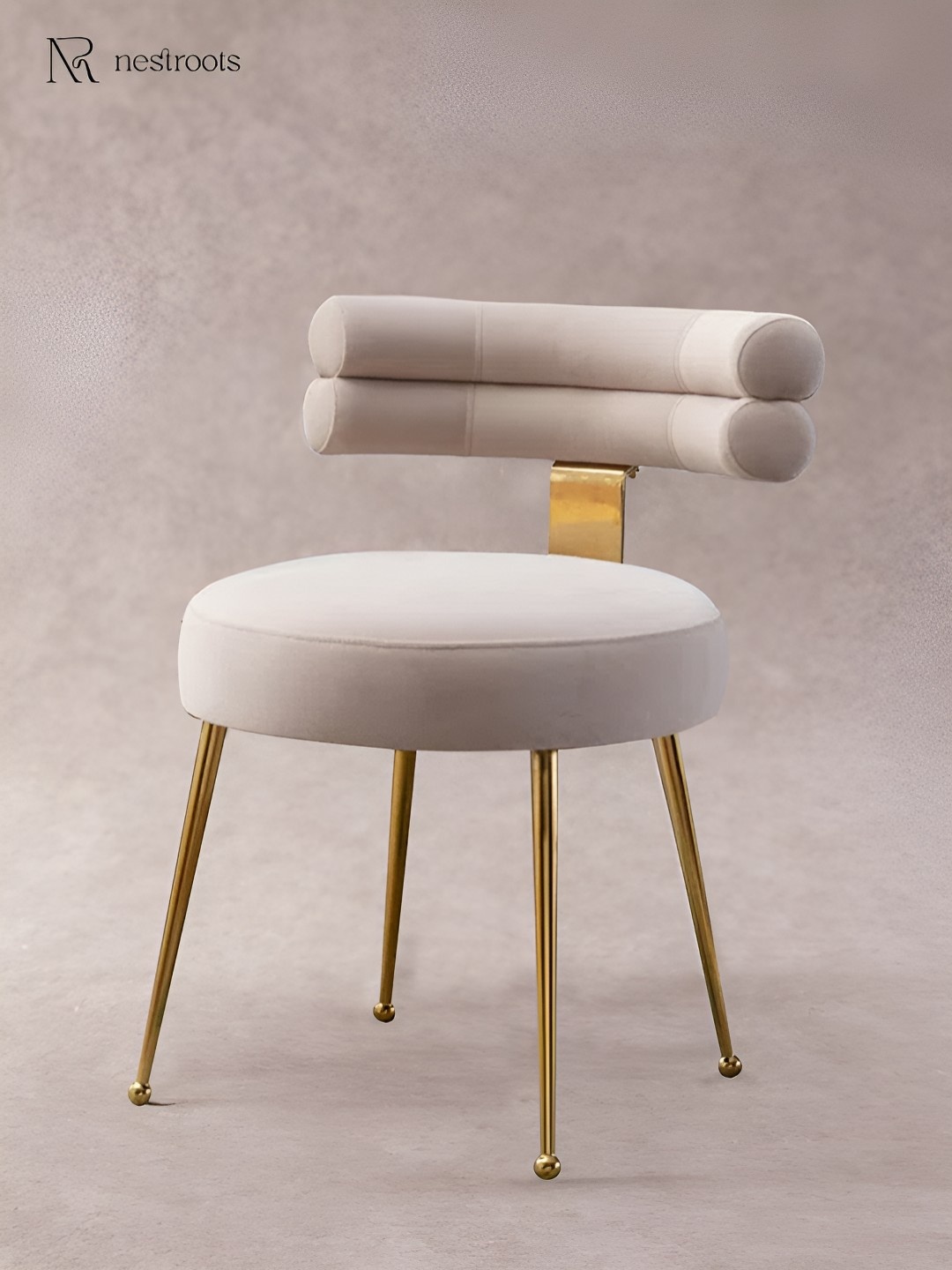 

nestroots Beige & Gold Toned Velvet Dreamboat Lounge Chair