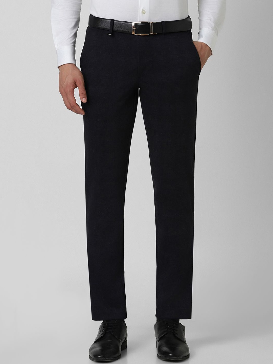 

Van Heusen Men Checked Ultra Slim Fit Trousers, Black