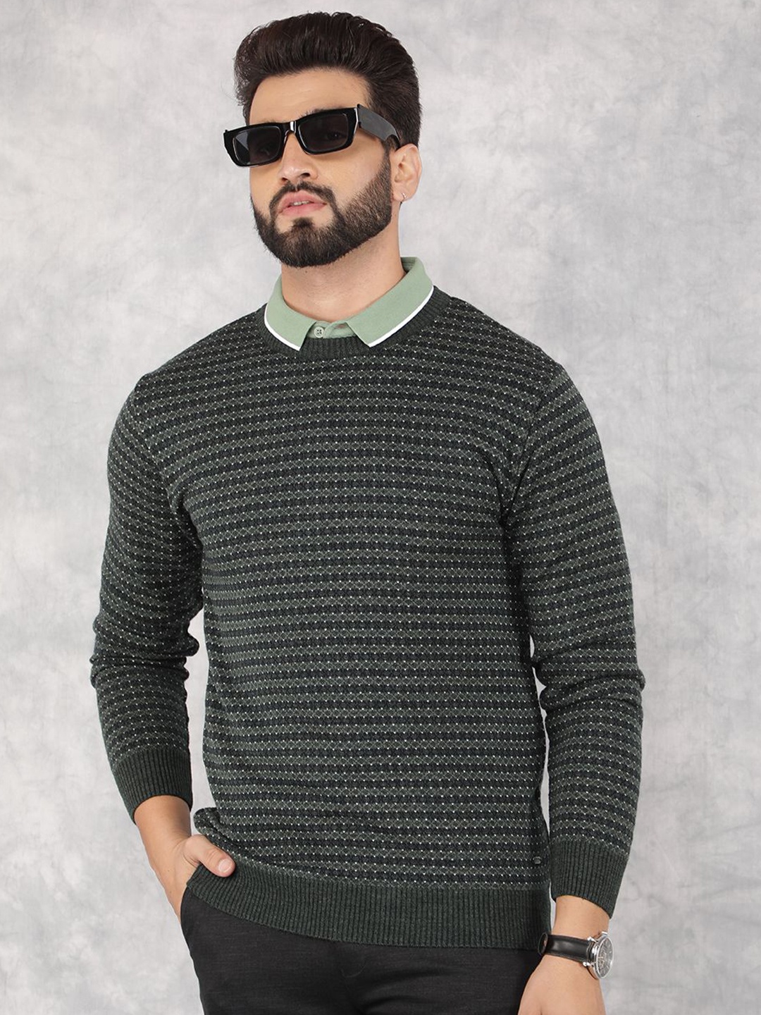 

Crimsoune Club Men Printed Pullover, Green