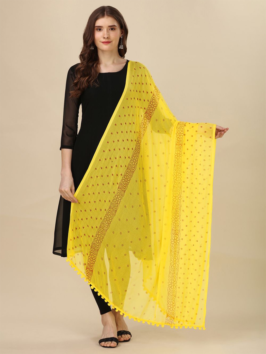 

Suha Floral Printed Dupatta, Yellow
