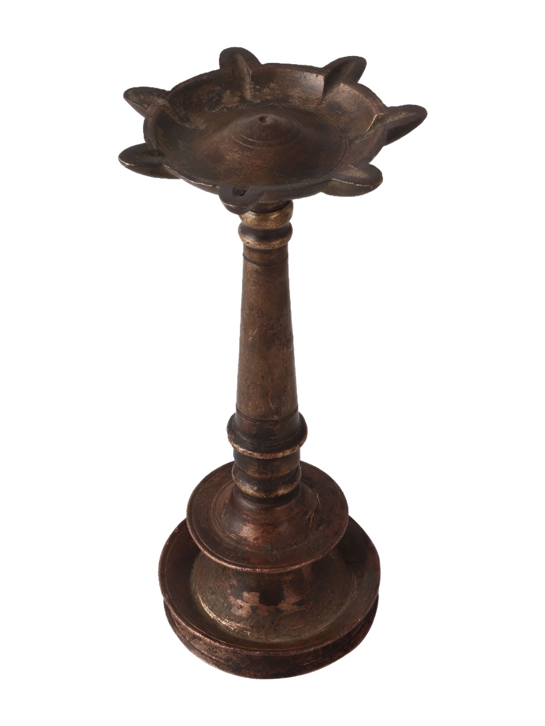 

Indianshelf Bronze-Toned Textured Brass Diya Pooja Essentials