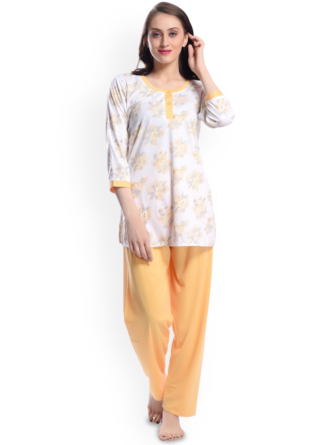 

SHYAM SONS FLAIR Women Printed Night suit, Yellow