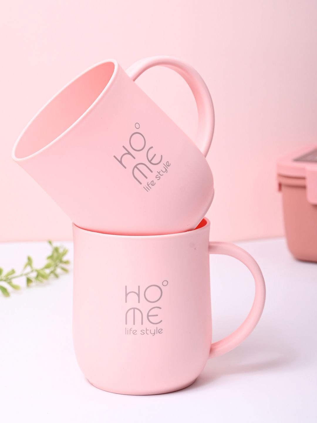 

MARKET99 Pink 2 Pieces Printed Glossy Mugs 340ml