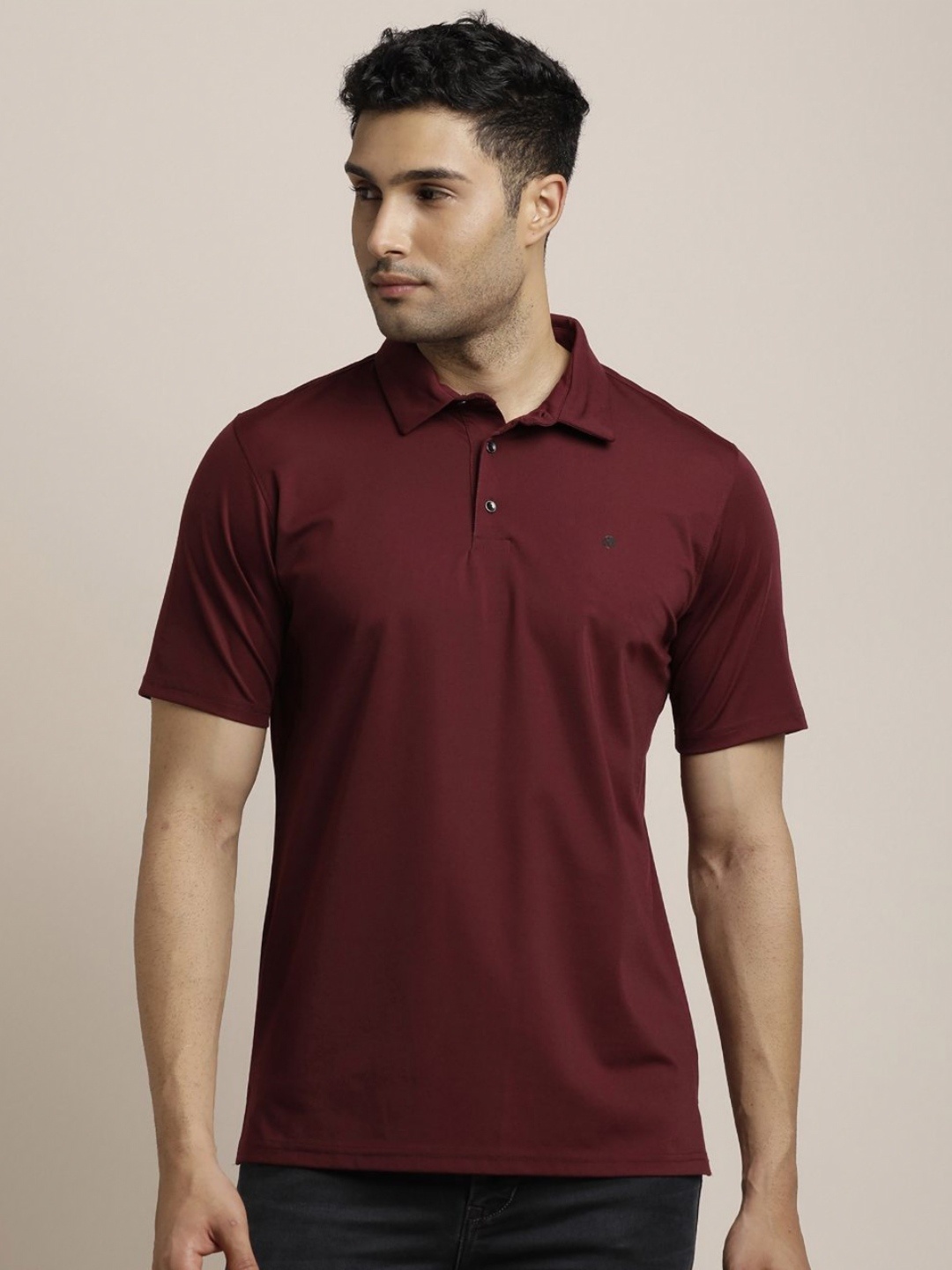 

Turtle Men Solid Polo Collar Cotton Slim Fit T-shirt, Maroon