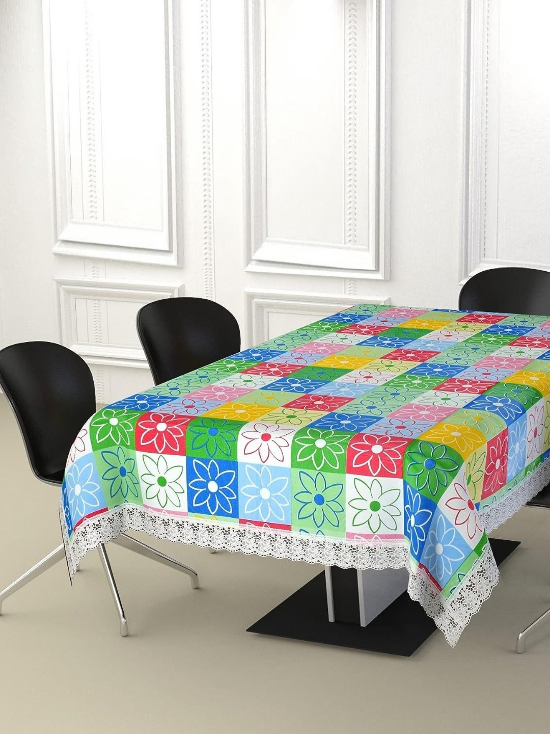 

LooMantha White Floral Printed Waterproof 6-Seater Table Cover