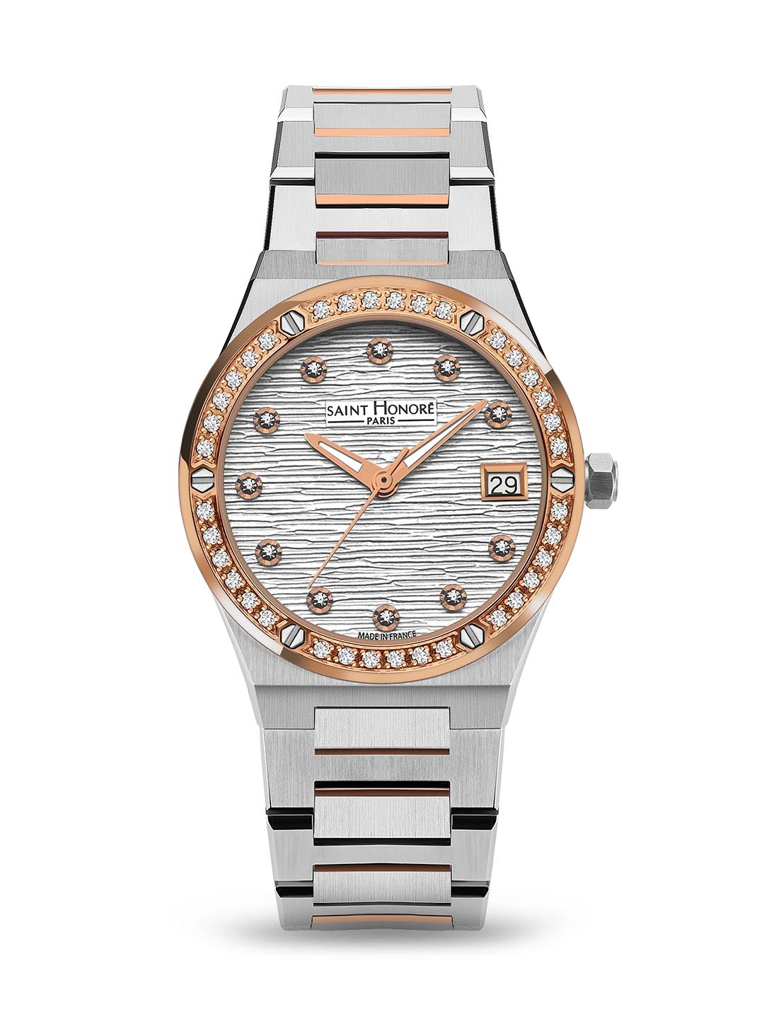 

SAINT HONORE PARIS Women Haussmann Lady Quartz Silver Round Watch- NH752126-6AFDR, Rose gold