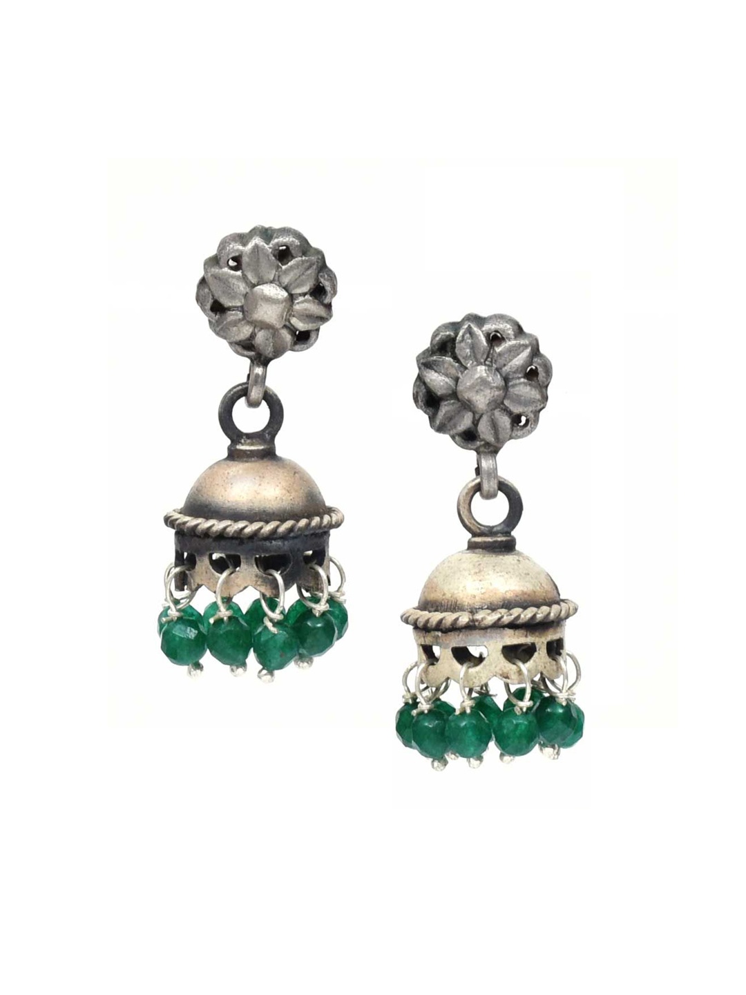 

Indianshelf 92.5 Sterling Silver Beaded Dome Shaped Jhumkas