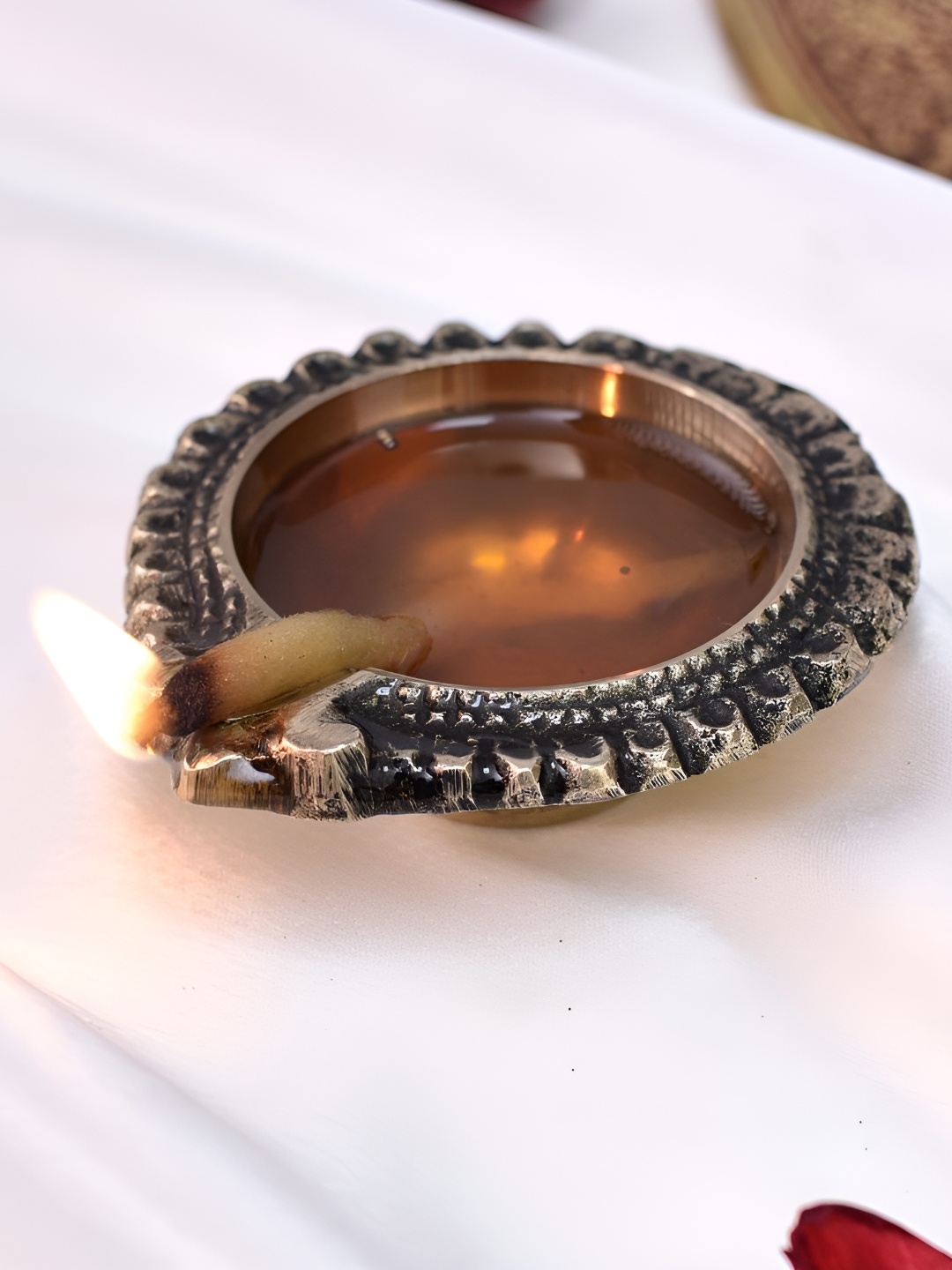 

Indianshelf Bronze Toned Textured Diwali Deep Diya