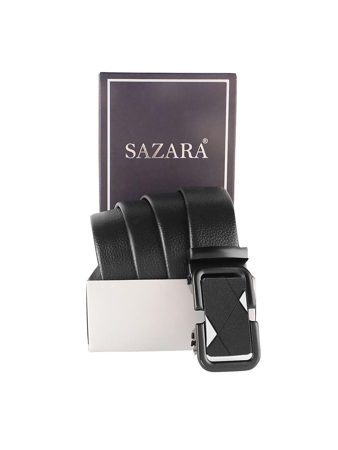 

SAZARA Men Leather Belt, Black