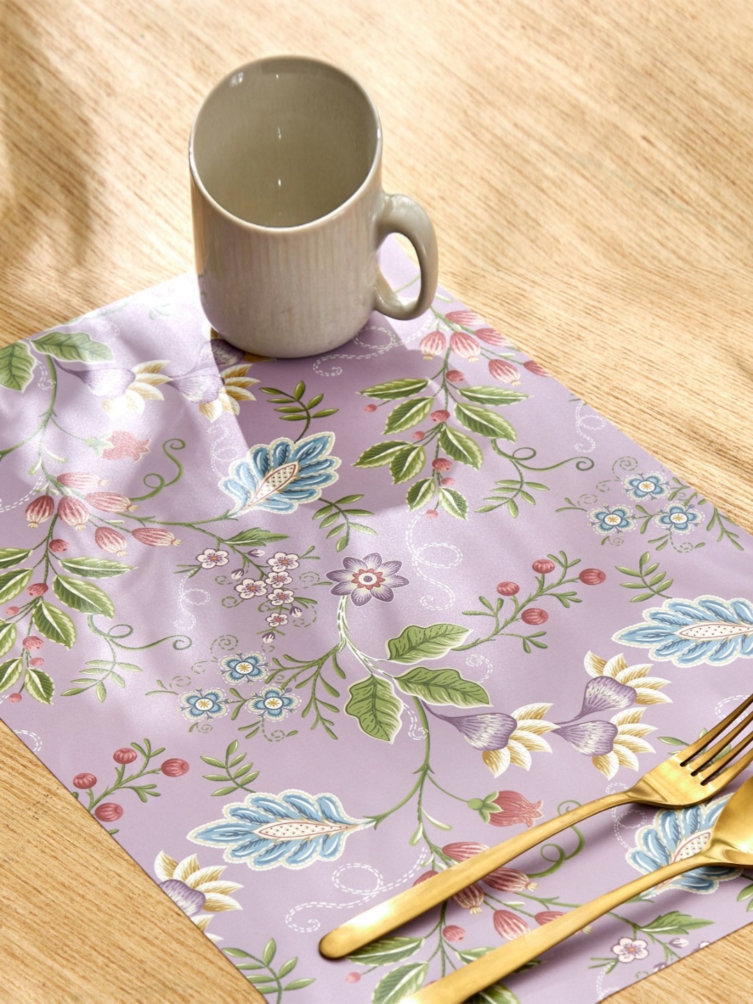 

Home Centre Mandarin Crane 6 Pieces Purple & Green Floral Printed Table Placemats