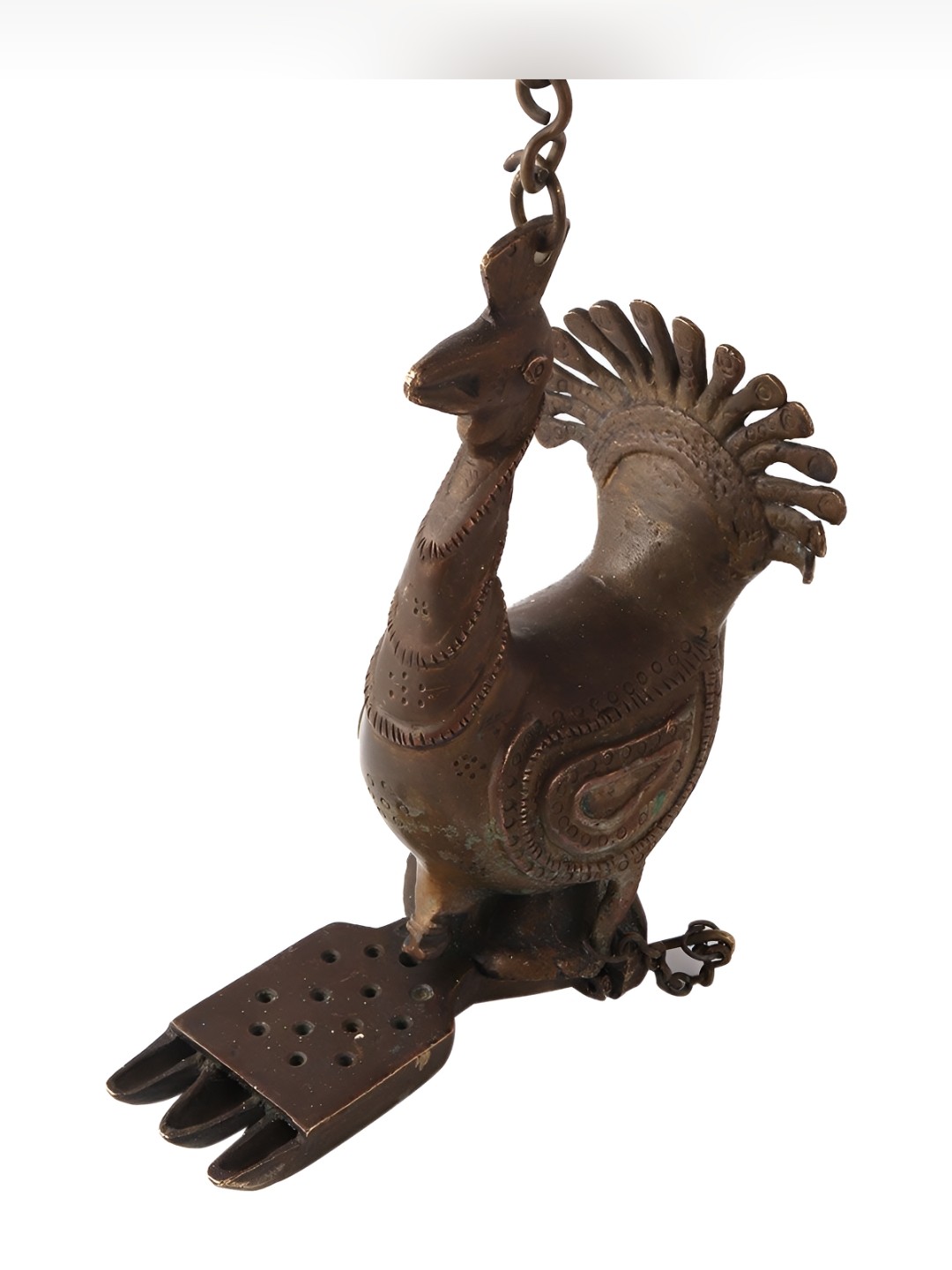 

Indianshelf Textured Brass Hanging Pooja Diya, Bronze