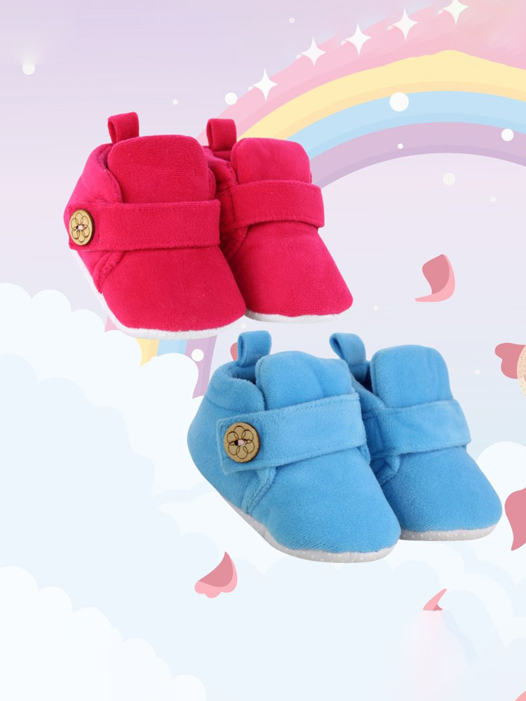 

NESKA MODA Pack Of 2 Unisex Kids Cotton Booties, Pink