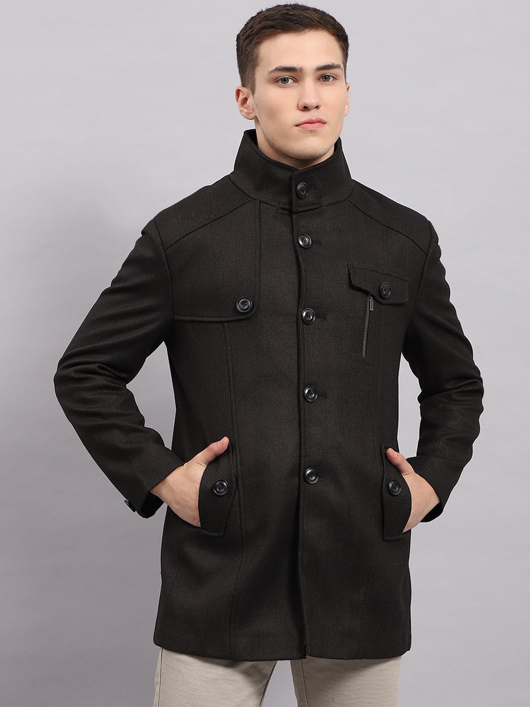 

Monte Carlo Single-Breasted Overcoat, Black