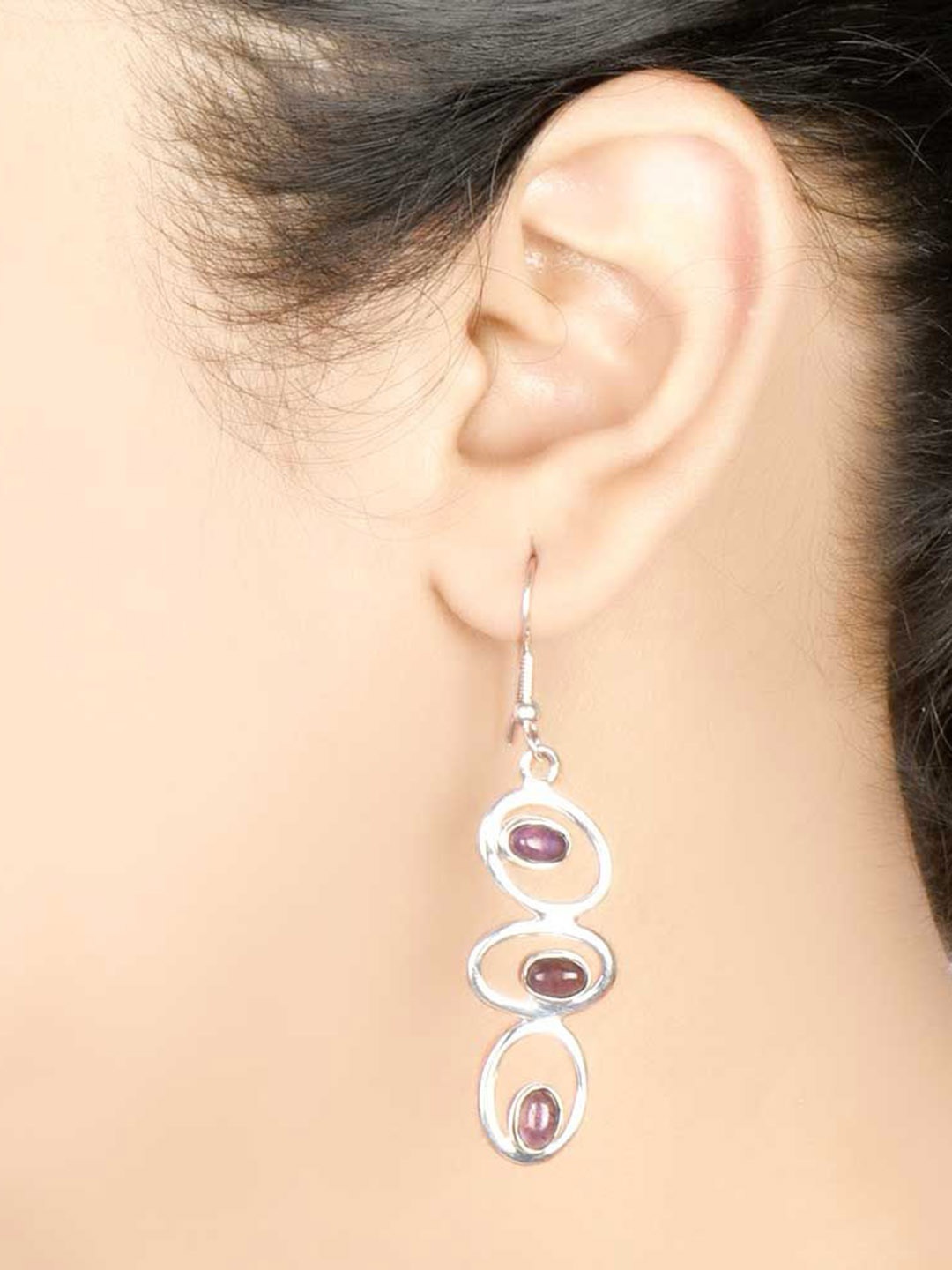 

Indianshelf 92.5 Sterling Silver Stone Studded Contemporary Drop Earrings