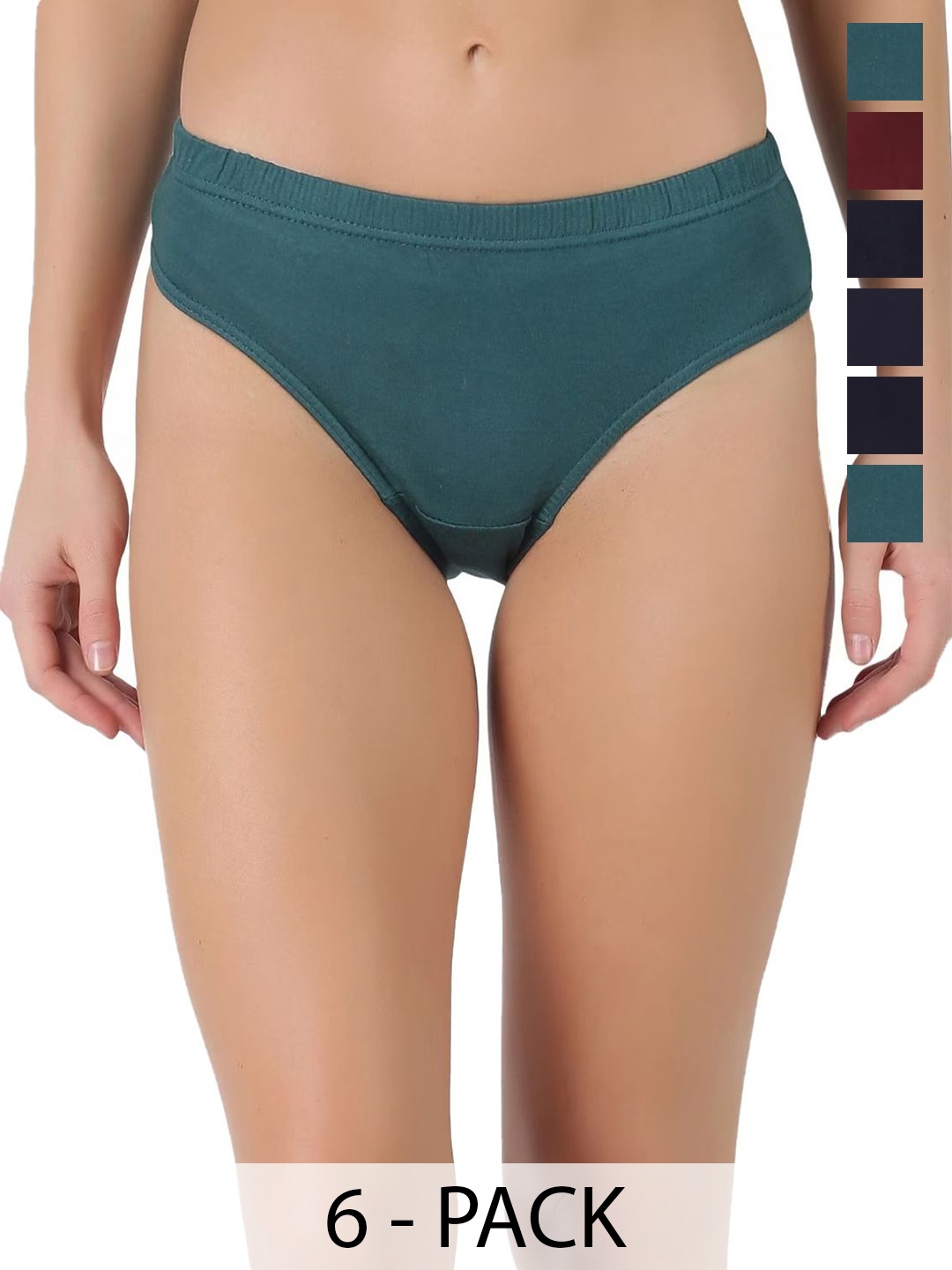 

SLEAZY Pack of 6 Briefs for women Seamless Basic Briefs Orange_Plain_Panty_06_myn_75, Green