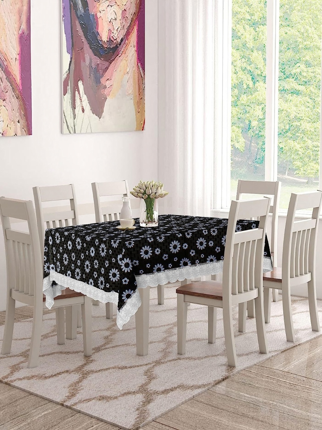 

LooMantha Brown Floral Printed Waterproof Plastic 6-Seater Table Cover