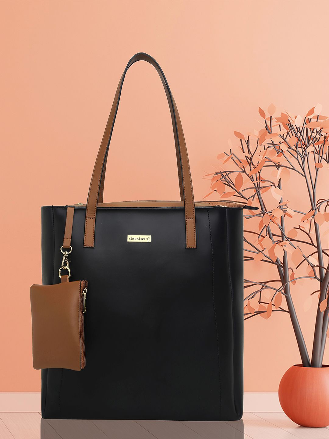 

DressBerry Women Solid Oversized Shopper Tote Bag, Black