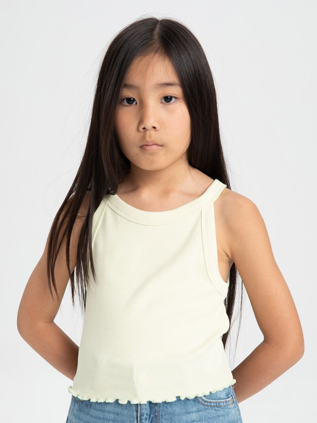

DeFacto Girls Shoulder Straps Cotton Top, White
