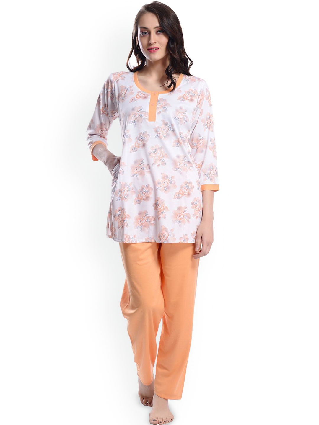 

SHYAM SONS FLAIR Women Printed Night suit, Orange