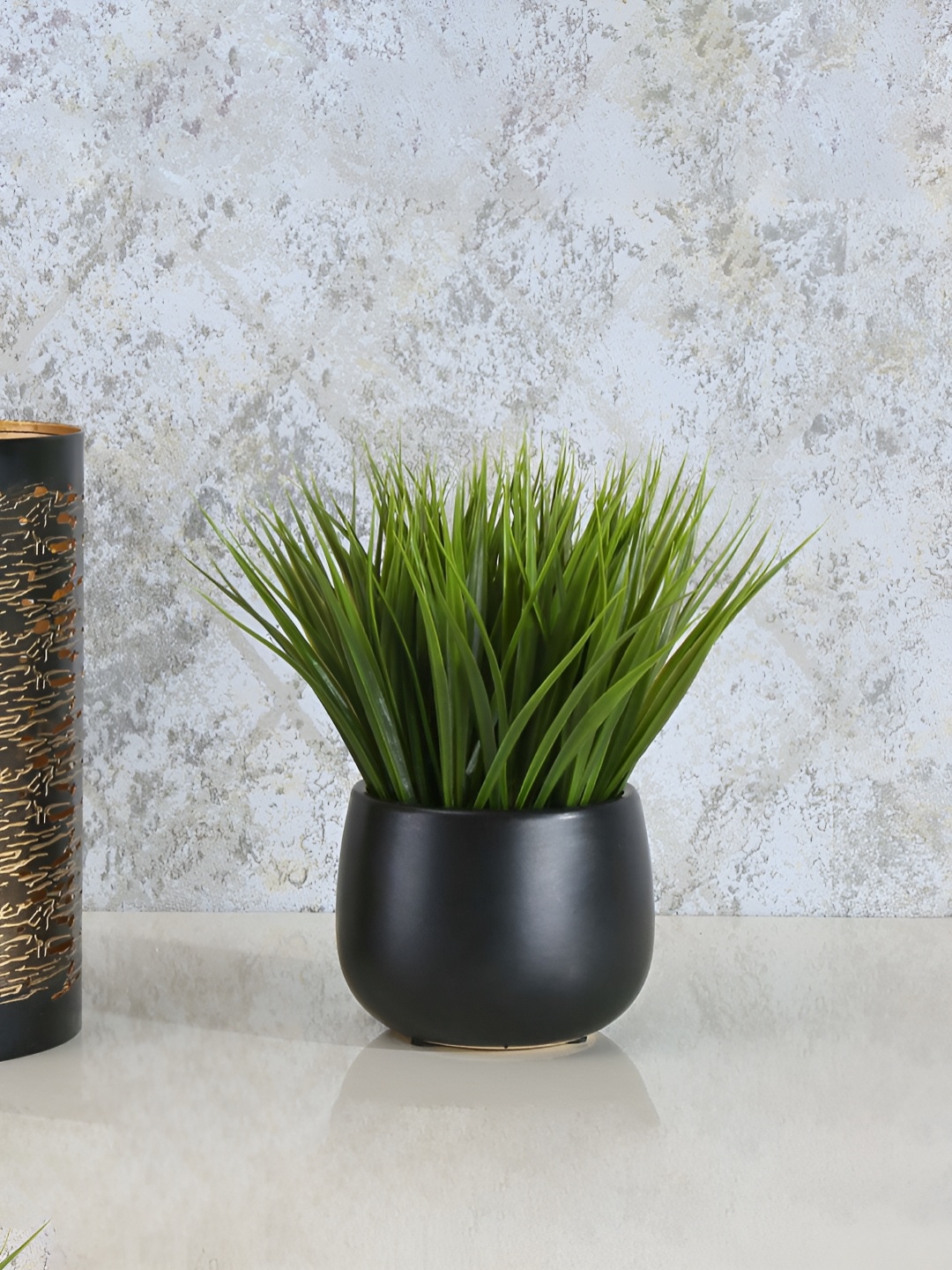 

Athome by Nilkamal Green & Black Grass Artificial Plant With Pot
