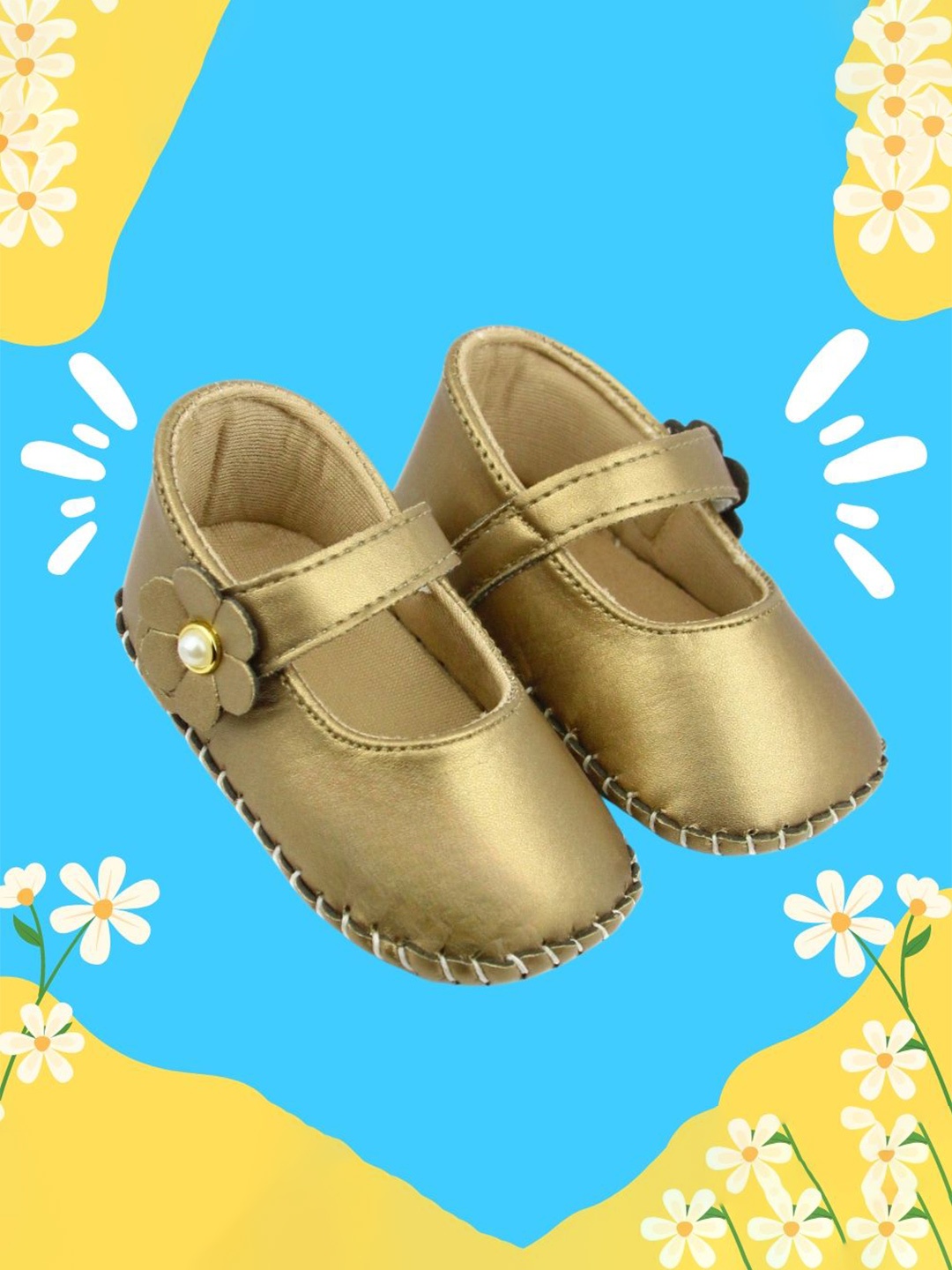 

NESKA MODA Girls Cotton Booties, Gold