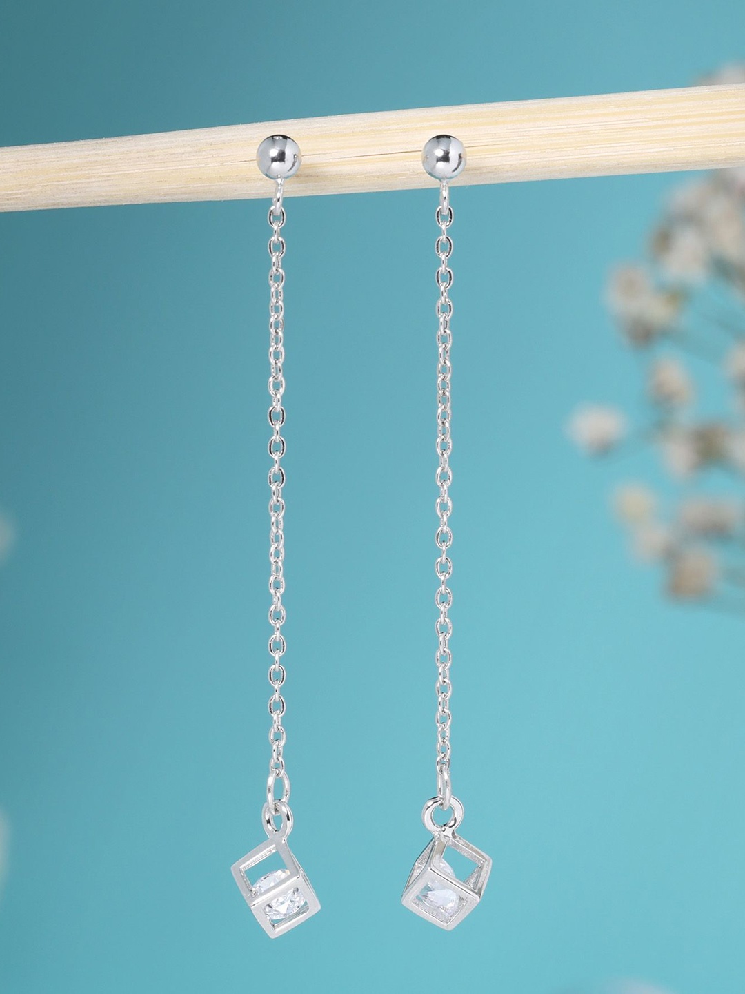 

DEESSA 925 Sterling Silver Rhodium-Plated Contemporary Dangler Earring