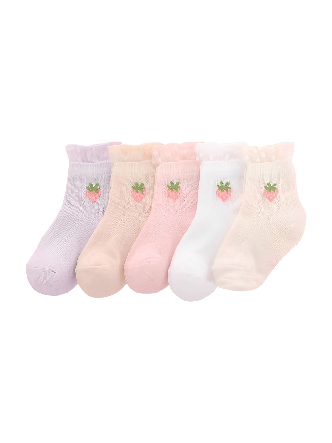 

SYGA Kids Pack Of 5 Strawberry Design Cotton Above Ankle Length Socks, Purple