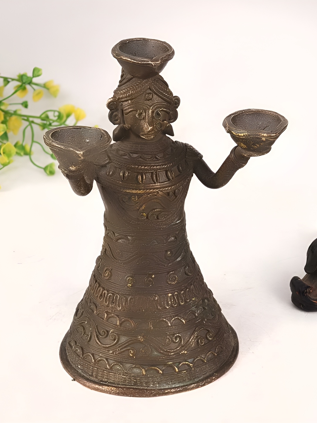 

Indianshelf Bronze Toned Textured Brass Doll Diya