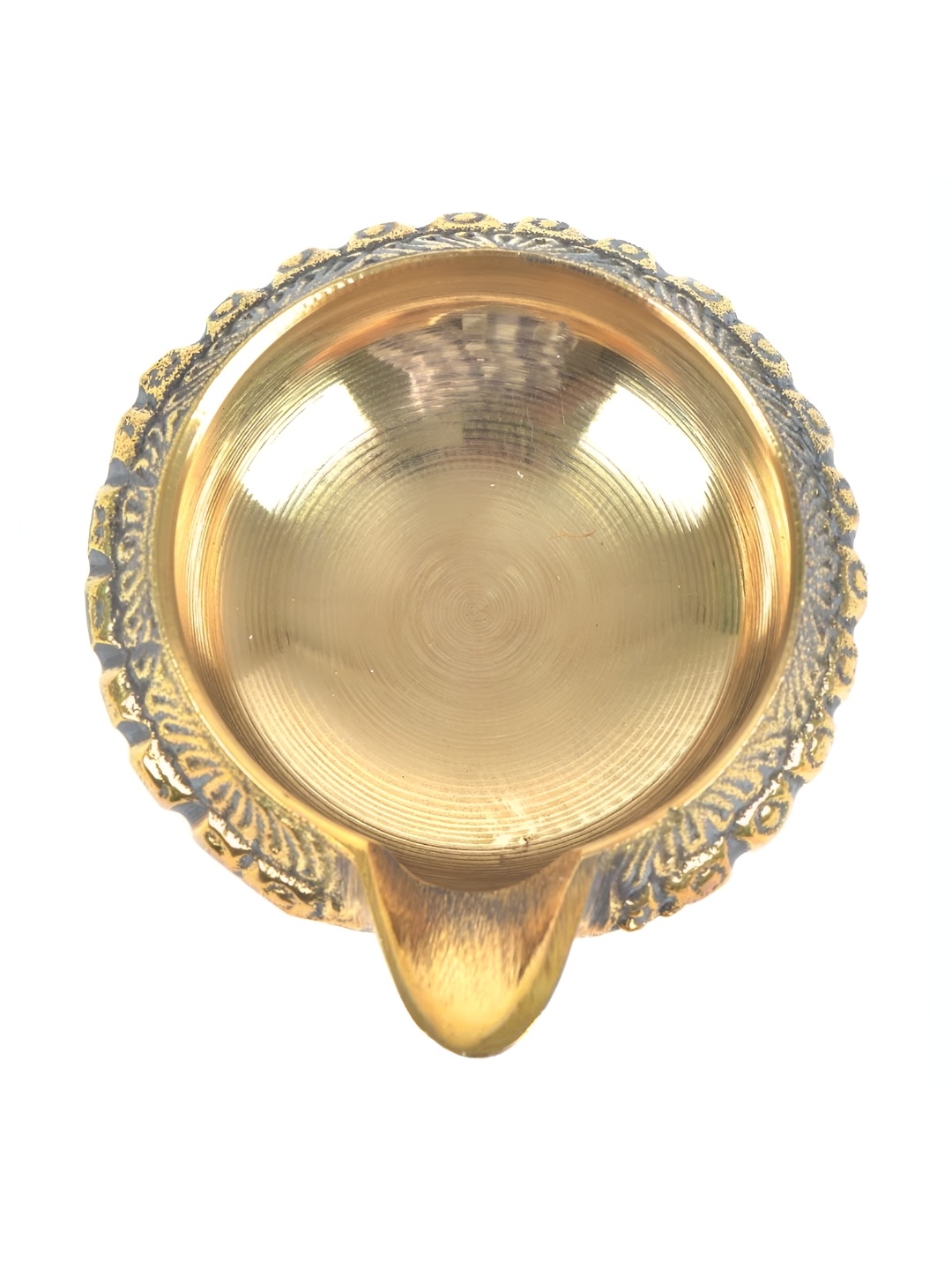 

Indianshelf Gold Toned Textured Brass Oil Diya Pooja Essentials