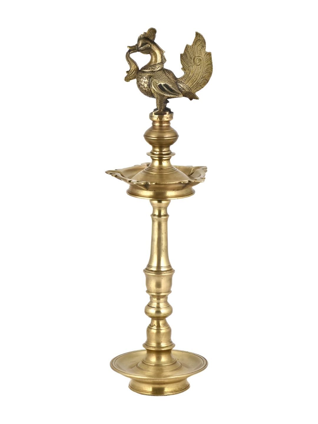 

Indianshelf Gold-Toned Brass Diwali Standing Peacock Deepam Diya