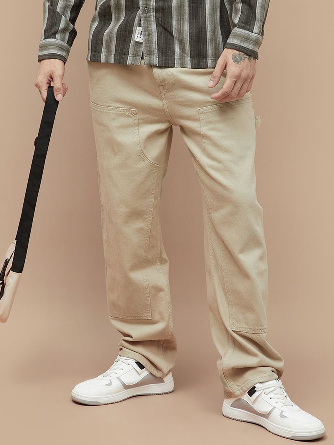 

Forca by Lifestyle Men Mid Rise Regular Fit Jeans, Beige